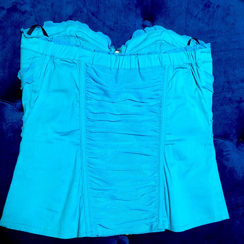 Beautiful Bebe Aqua Color bustier, size Medium